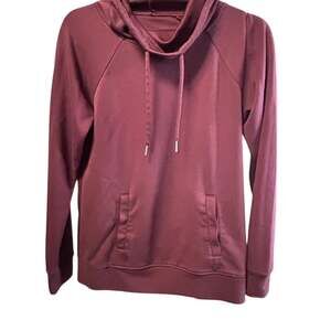 Gaiam Women's XS Burgundy Cowl Neck Pullover Hoodie with Pockets